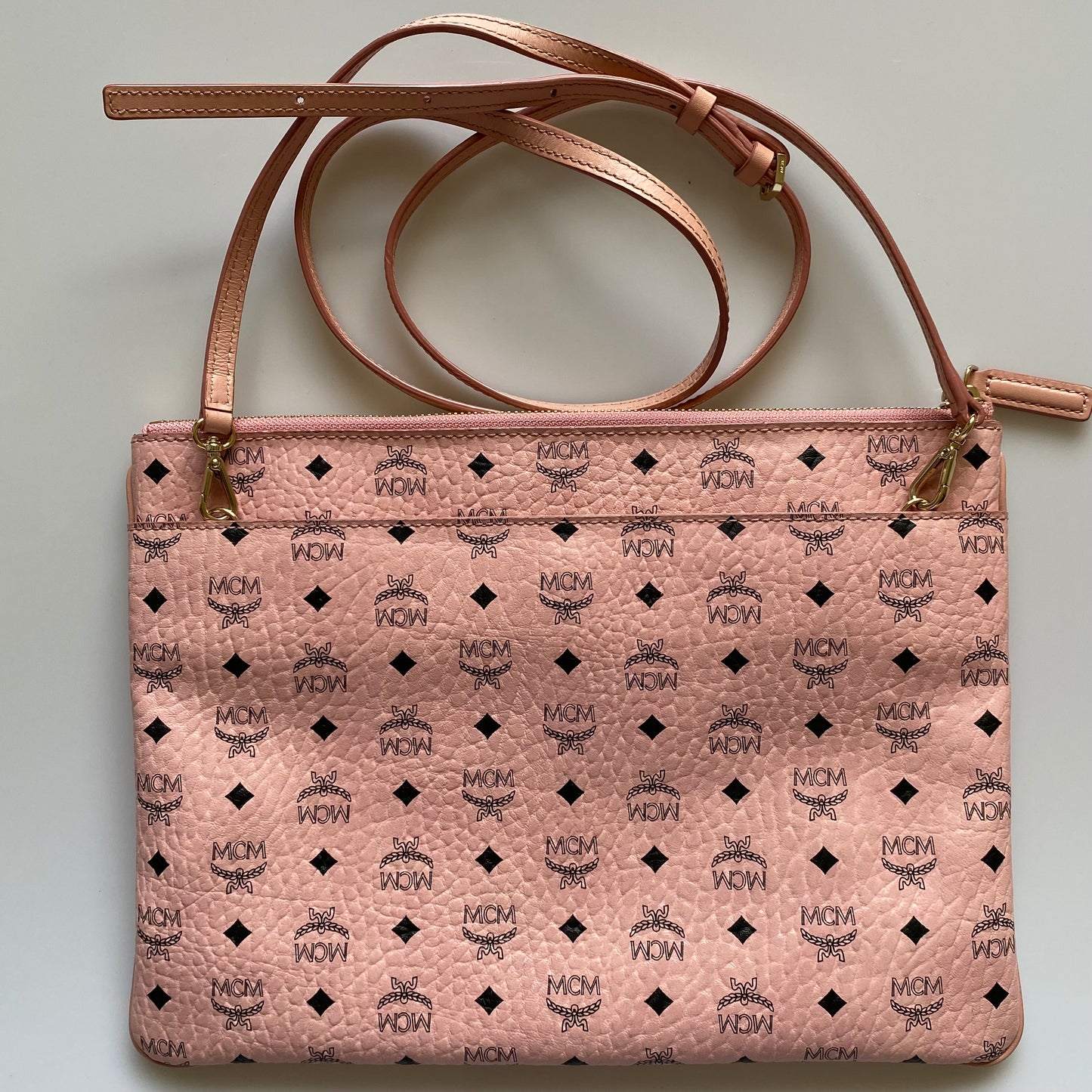 MCM pink crossbody bag purse strap removable Authentic with COA