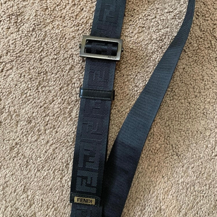 Authentic Fendi unisex FF monogram black belt