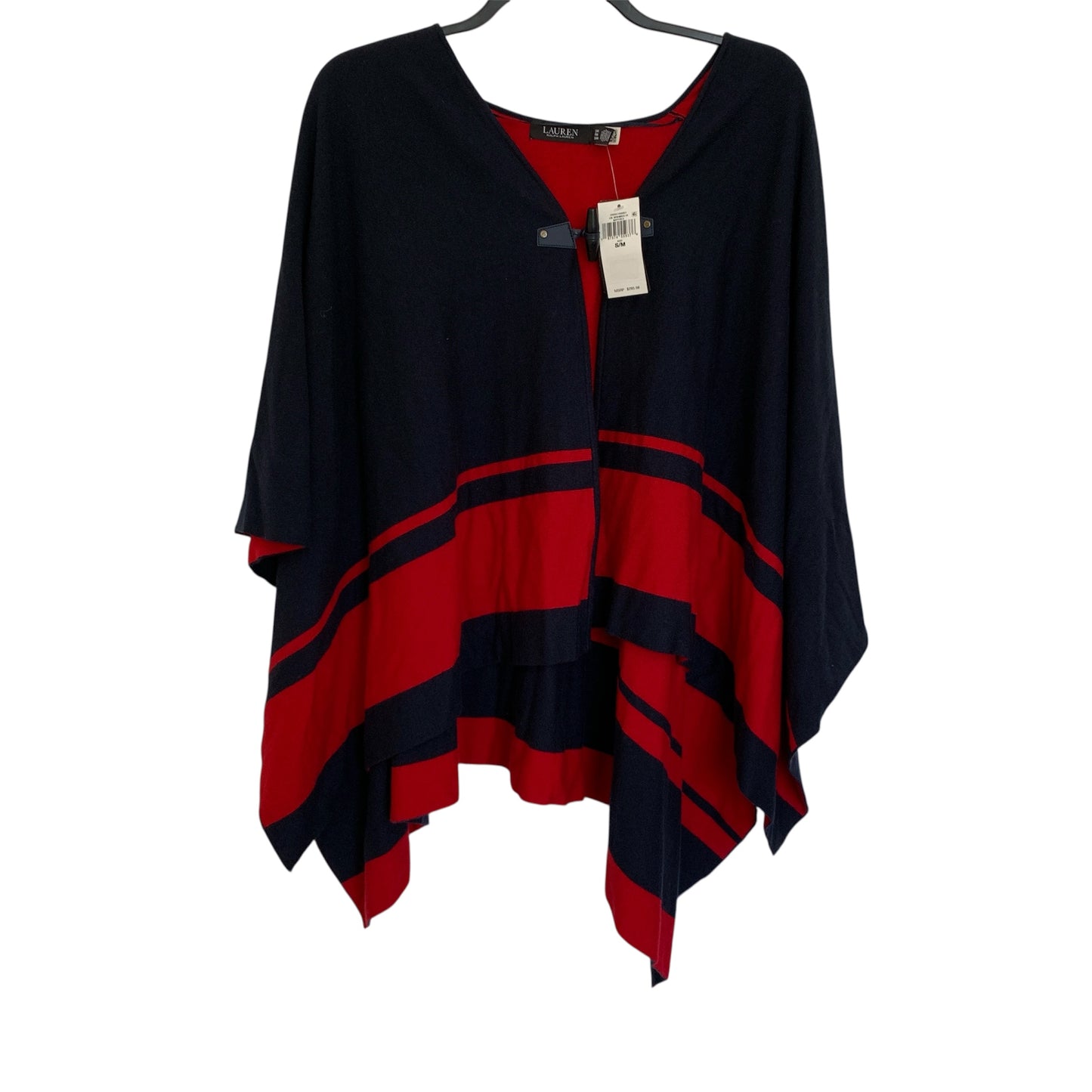 Lauren Ralph Lauren NWT women’s poncho navy blue and red size small/medium