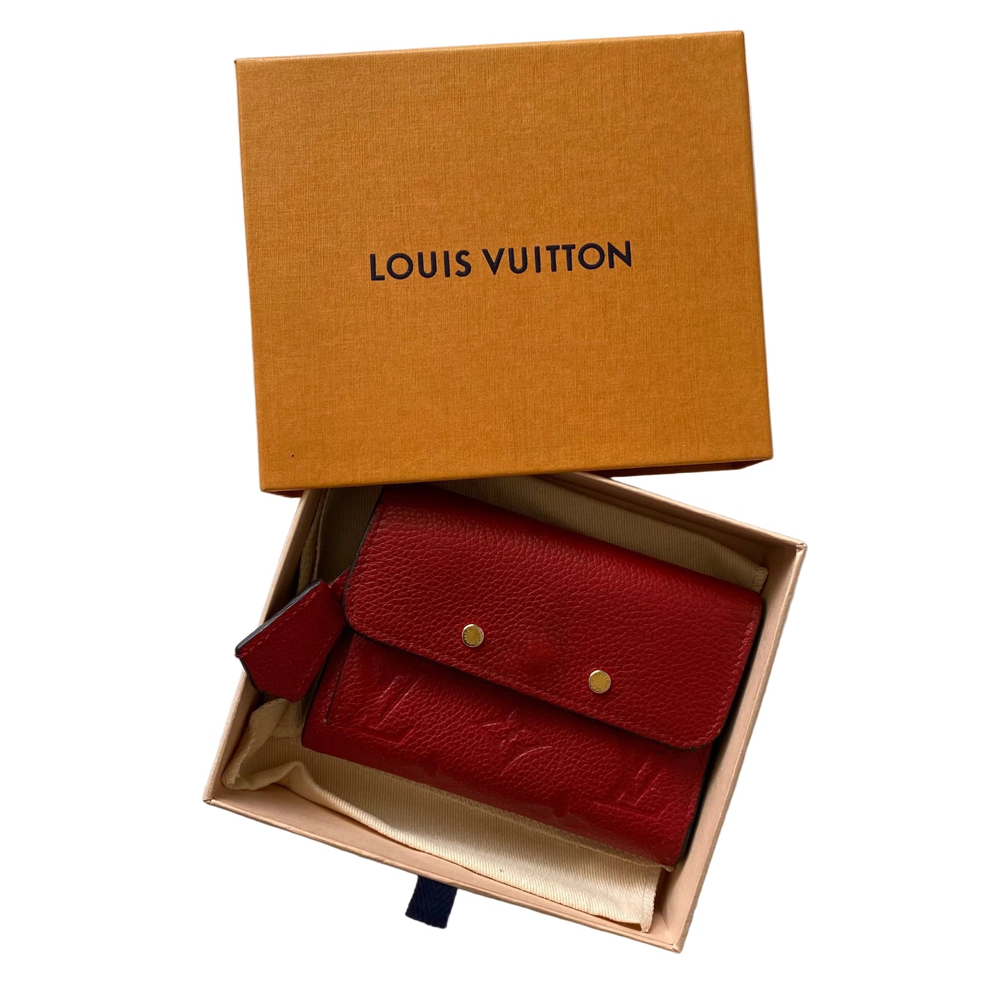 Louis Vuitton monogram red leather wallet TN4186 Authentic with coa box 4.8x3.5