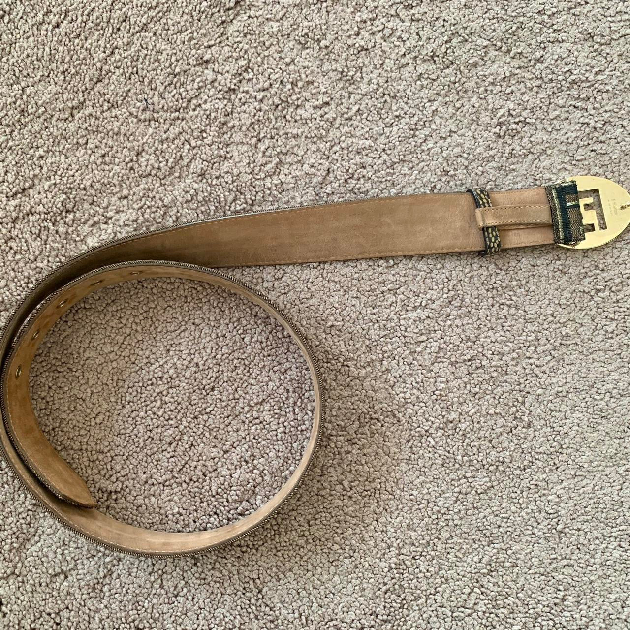 Authentic FENDI Women’s FF monogram belt with gold buckle 95 cm or 38 inch