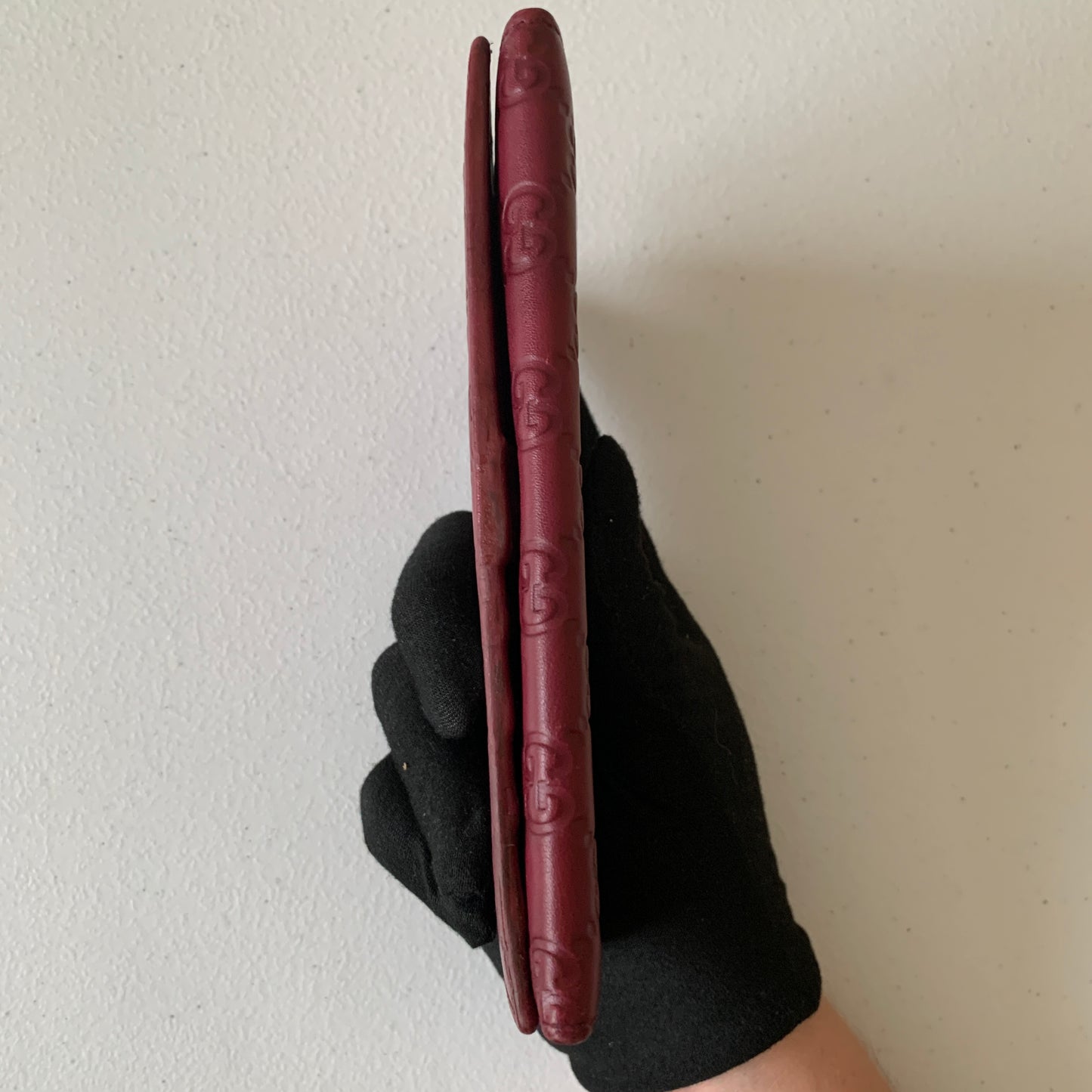 Gucci GG signature burgundy leather Long Wallet Authentic with COA