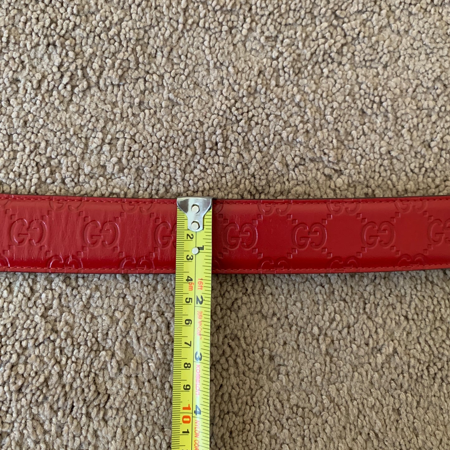 Authentic Gucci women’s red GG monogram leather belt