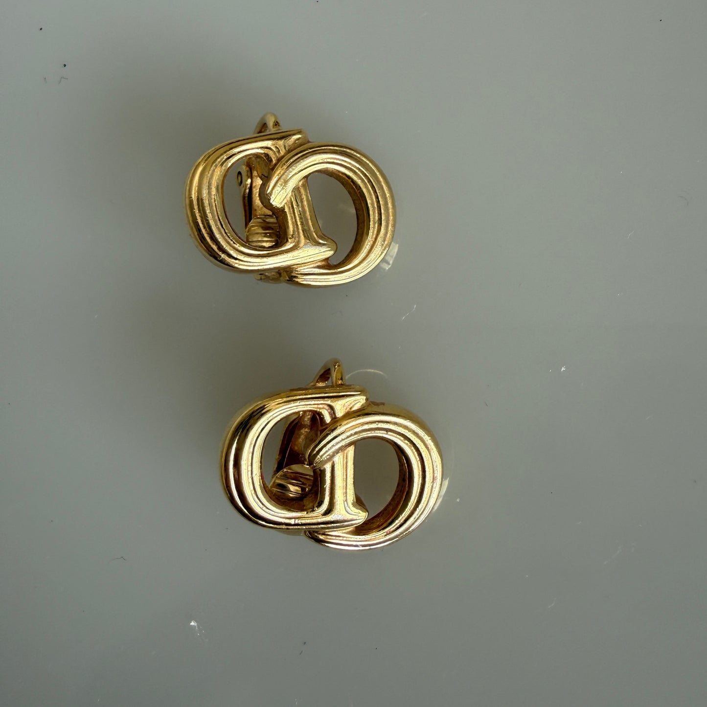 Christian Dior CD earrings gold plated authentic with COA