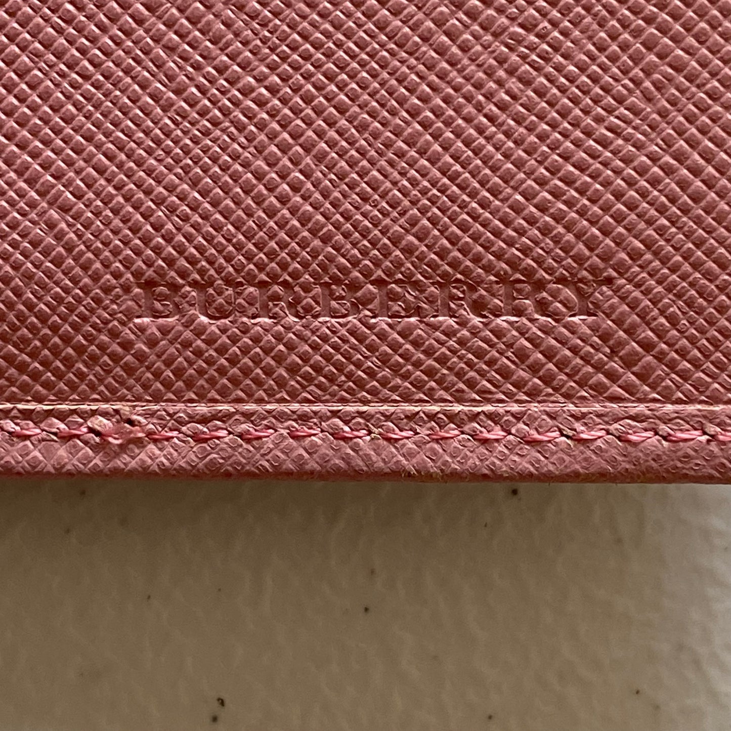 Burberry classic check pink leather wallet Authentic with coa dusty