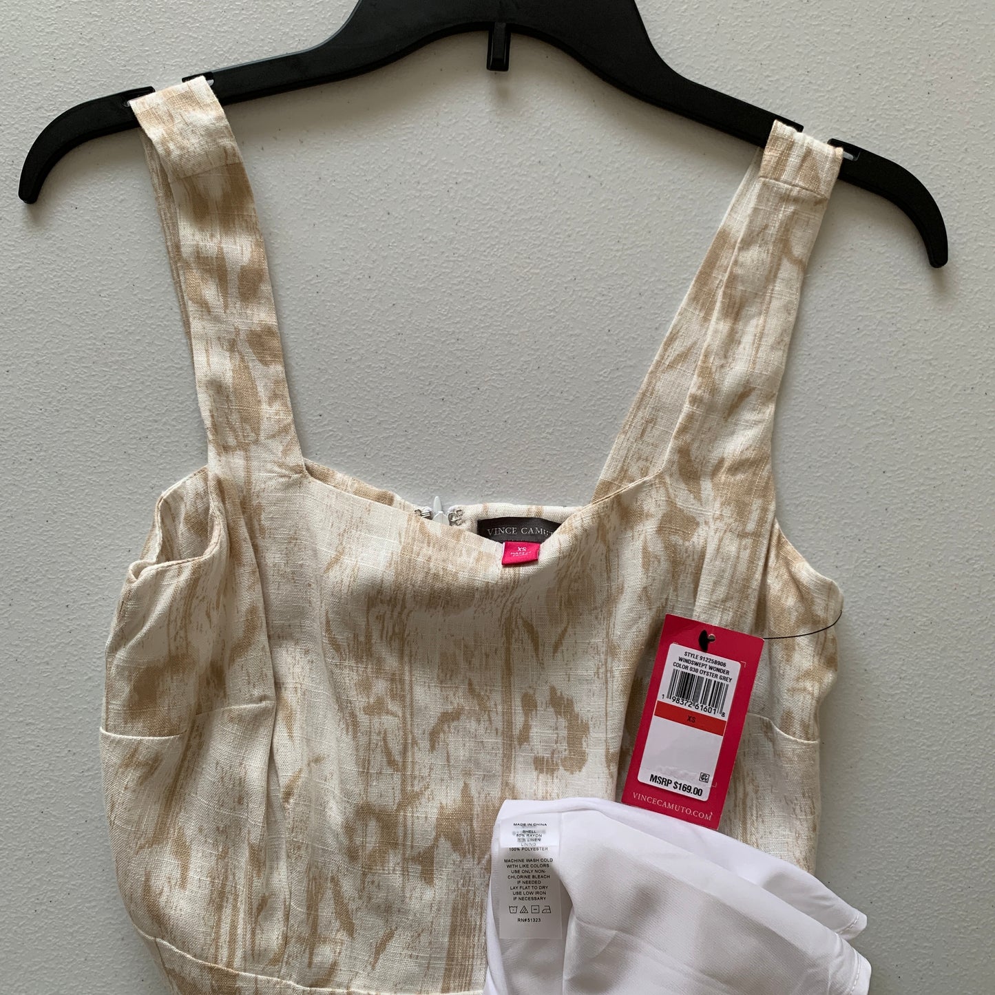 Vince Camuto Womens NWT cream tan floral print sleeveless dress
