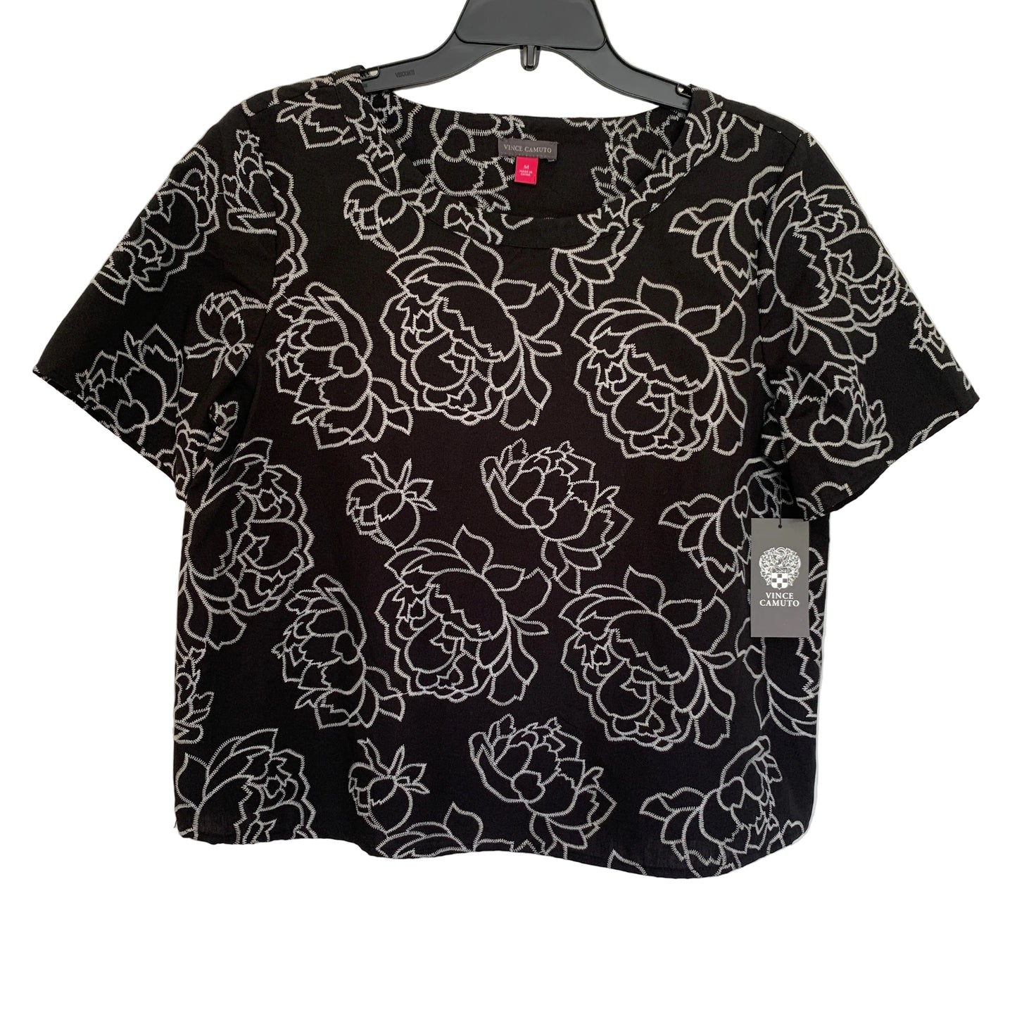 Vince Camuto Womens NWT black&white short sleeve shirt size medium