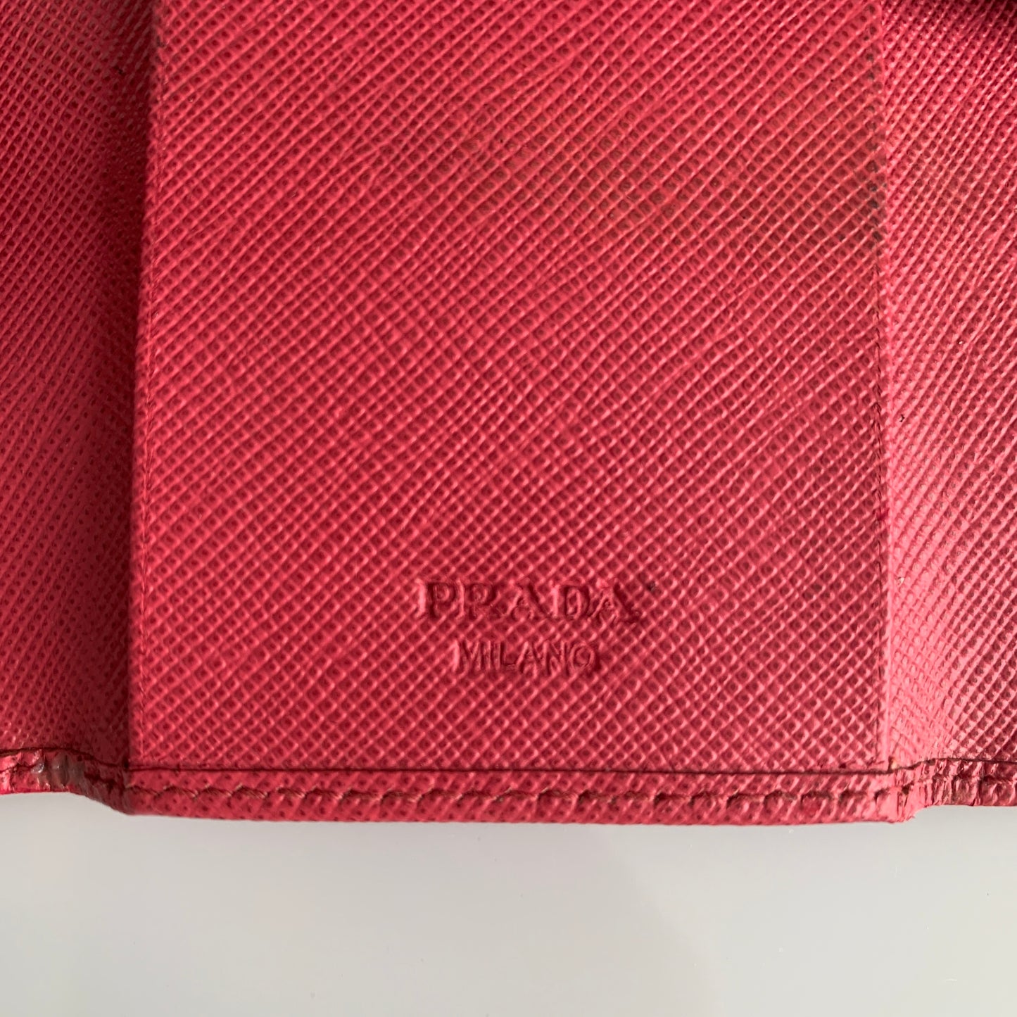 Prada saffiano leather Pink 6 key holder Authentic with COA