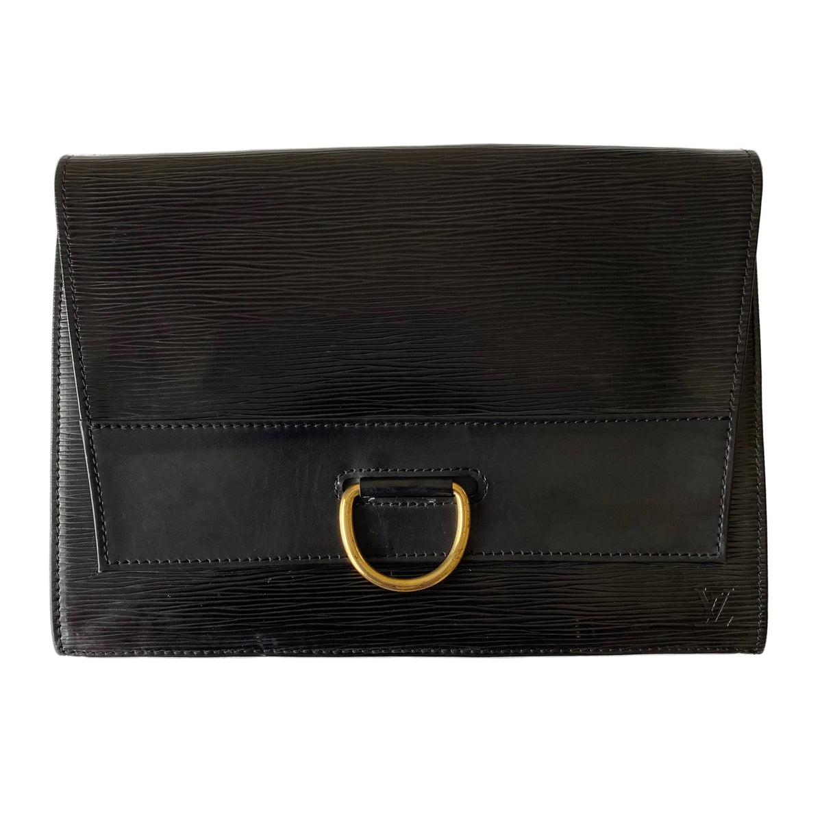 Louis Vuitton black Epi leather 8907 clutch bag Authentic with COA 11x8.1