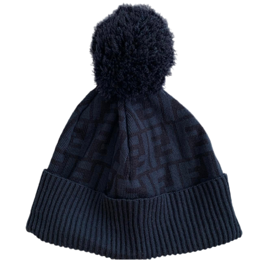Authentic Fendi monogram unisex wool beanie hat