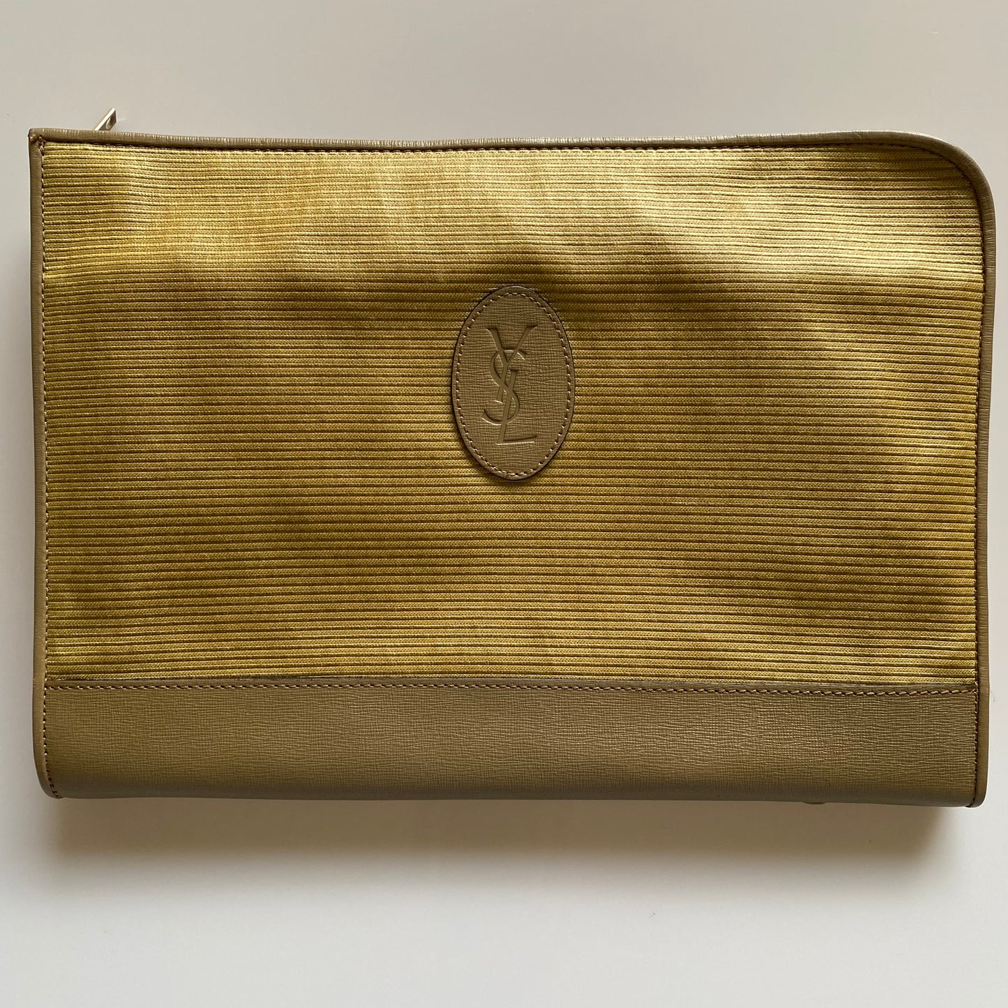 Yves Saint Laurent rare vintage YSL logo large clutch bag pouch  Authentic with COA 13x9.3