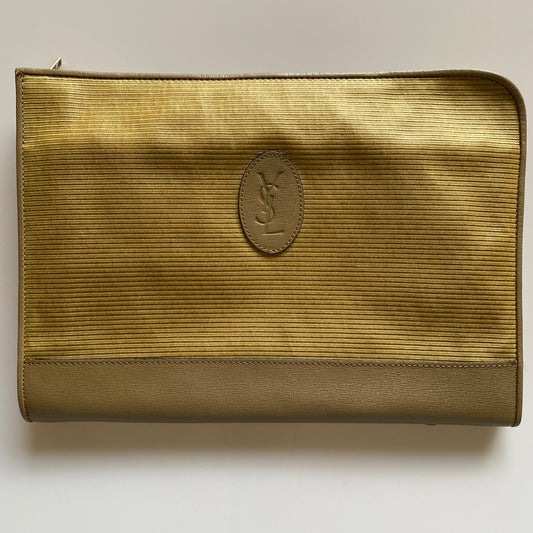 Yves Saint Laurent rare vintage YSL logo large clutch bag pouch  Authentic with COA