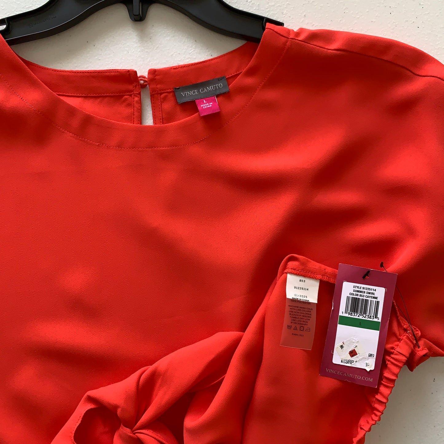 Vince Camuto Womens NWT Bright coral blouse size large