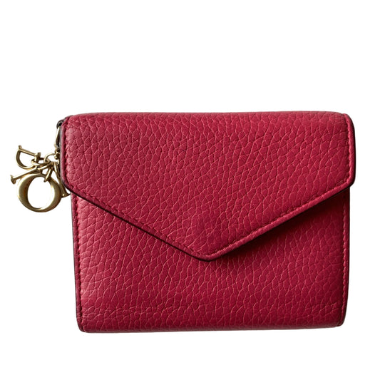 Dior Diorissimo pink Leather Wallet authentic with COA and logo charm