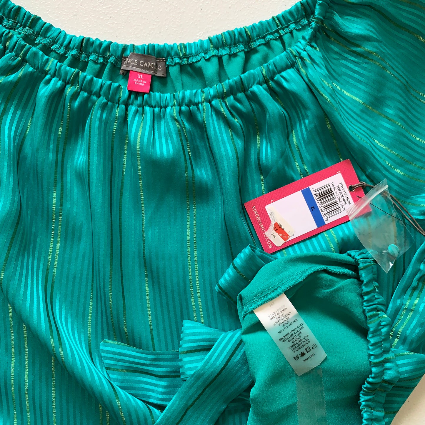 Vince Camuto Womens NWT teal long sleeve blouse size xlarge