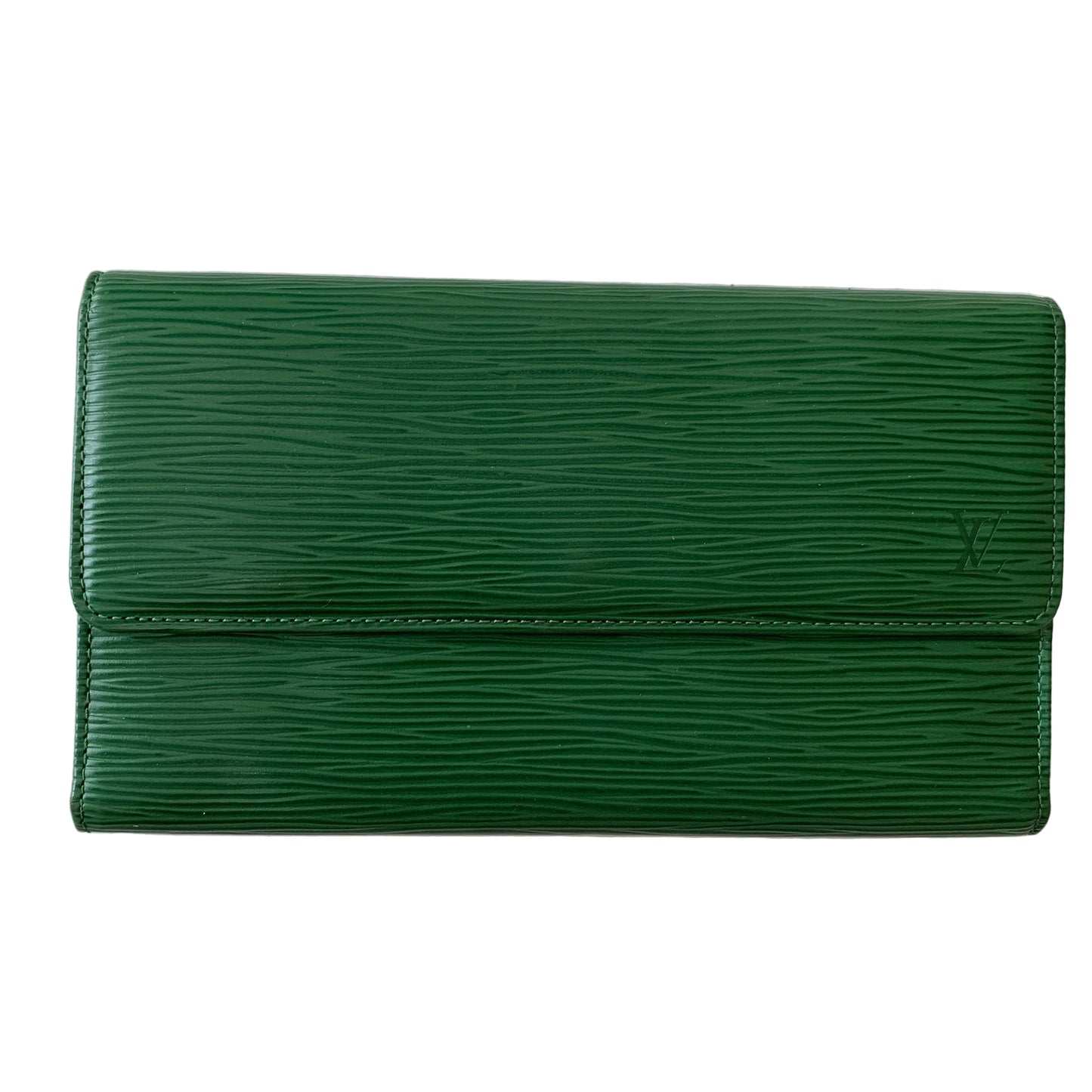 Louis Vuitton women’s green leather wallet CA1925 authentic with COA 4.3x7.5”