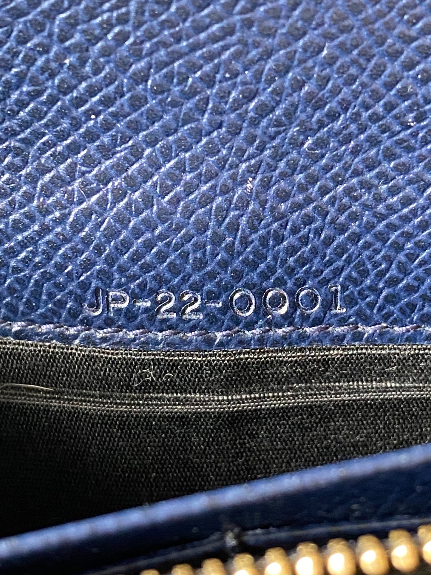 Ferragamo navy blue long leather wallet Authentic with COA