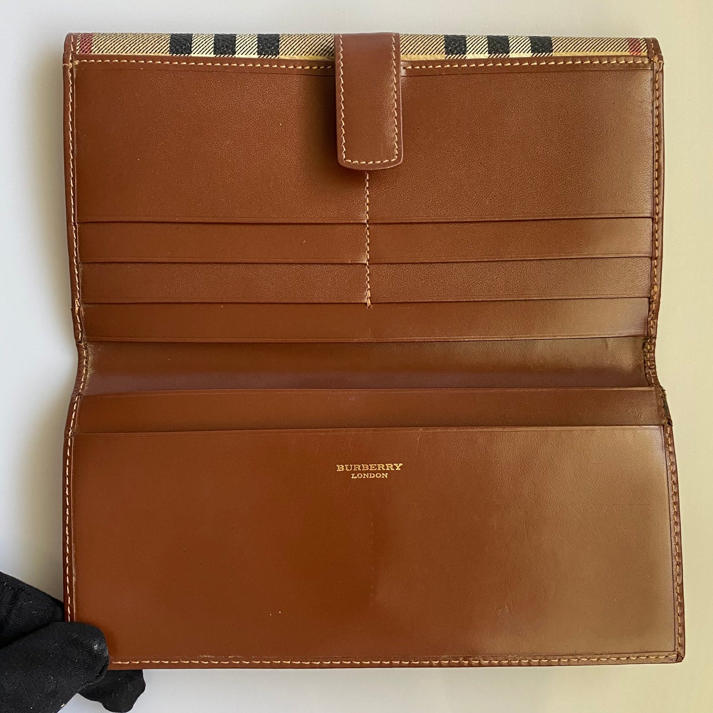 Burberry haymarket check long wallet authentic with coa