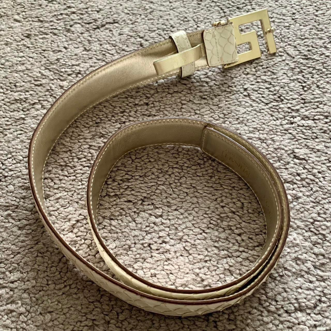 Authentic VERSACE logo ivory exotic leather belt excellent condition size 80cm or 30”
