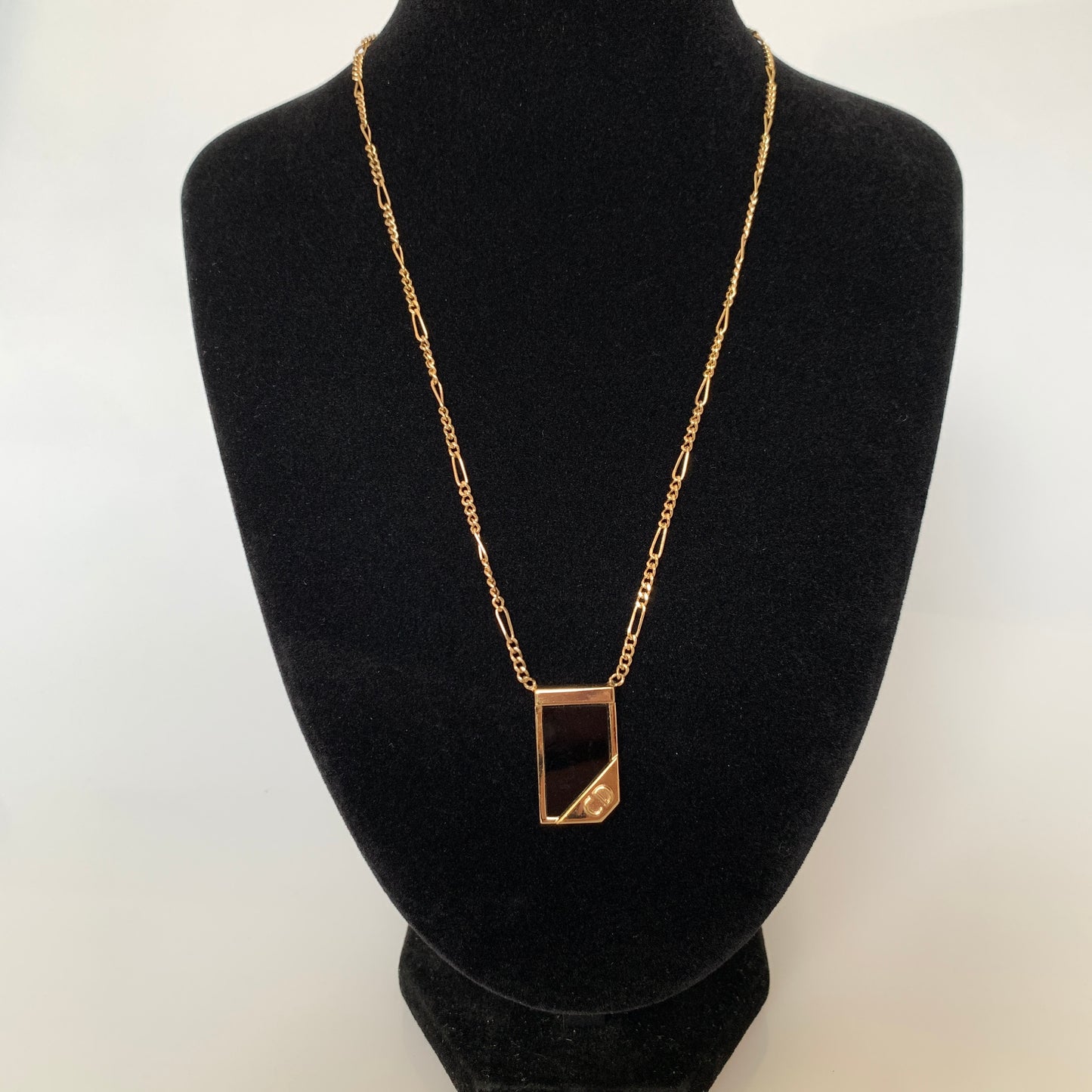 Dior CD logo pendant gold plated necklace Authentic with COA