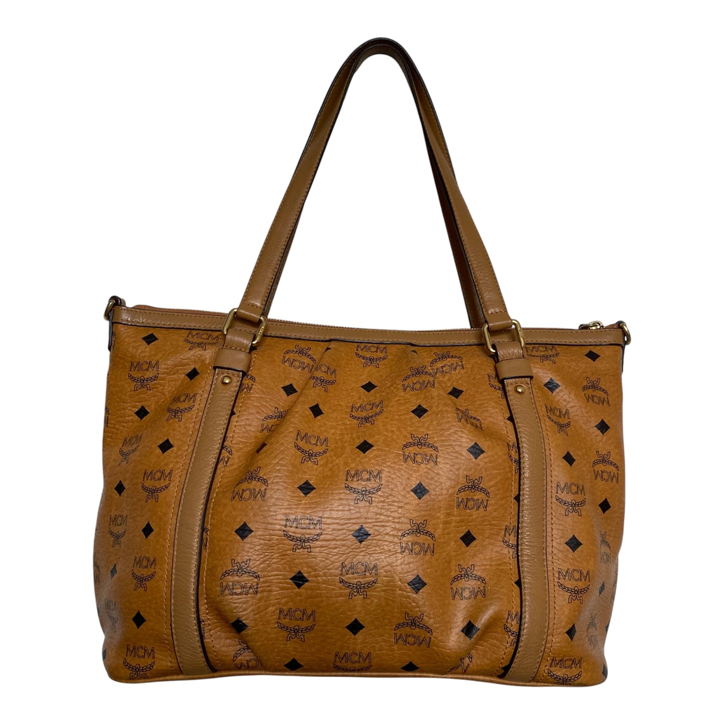 MCM cognac visetos tote  shoulder bag Authentic with COA