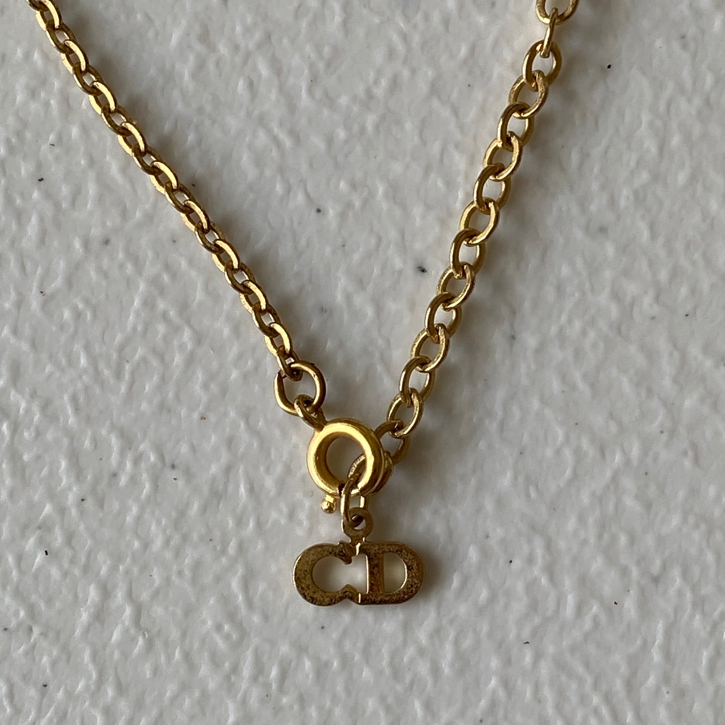 Dior CD logo pendant gold plated adjustable necklace Authentic with coa