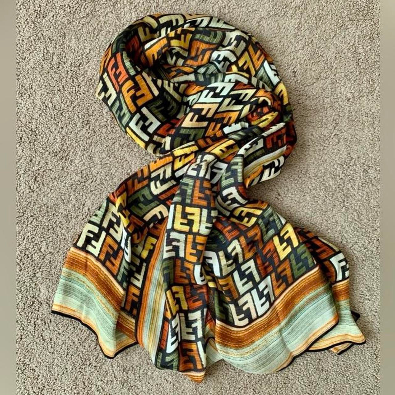 Authentic FENDI women’s FF monogram silk scarf like new