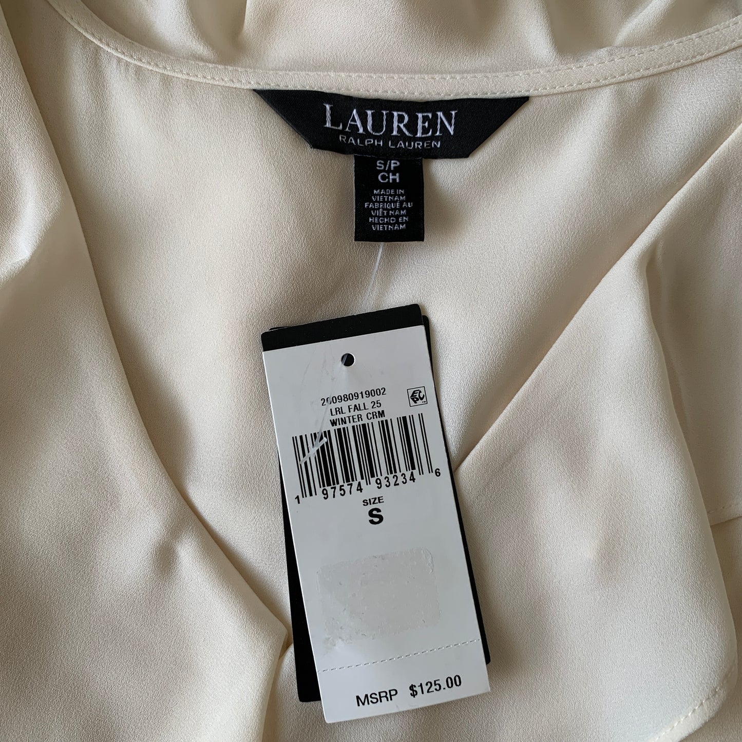 Lauren Ralph Lauren Women’s NWT cream short sleeve blouse size small