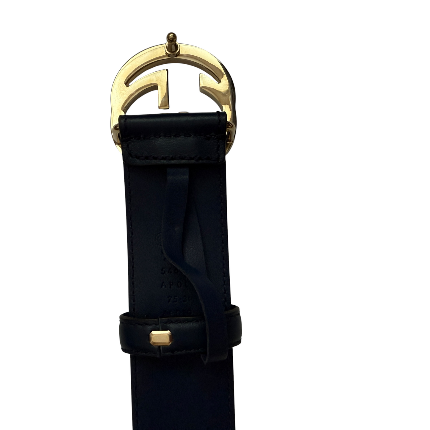 Gucci blue leather belt size 75 cm 30 inch authentic with COA