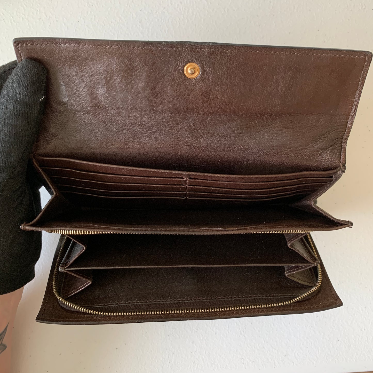 Bottega Veneta intrecciata black leather long wallet Authentic with COA 3.25x 7