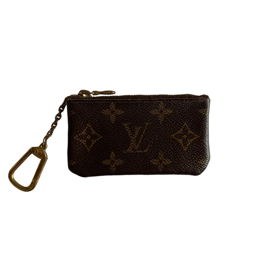 Louis Vuitton monogram vintage brown key pouch CA authentic with COA