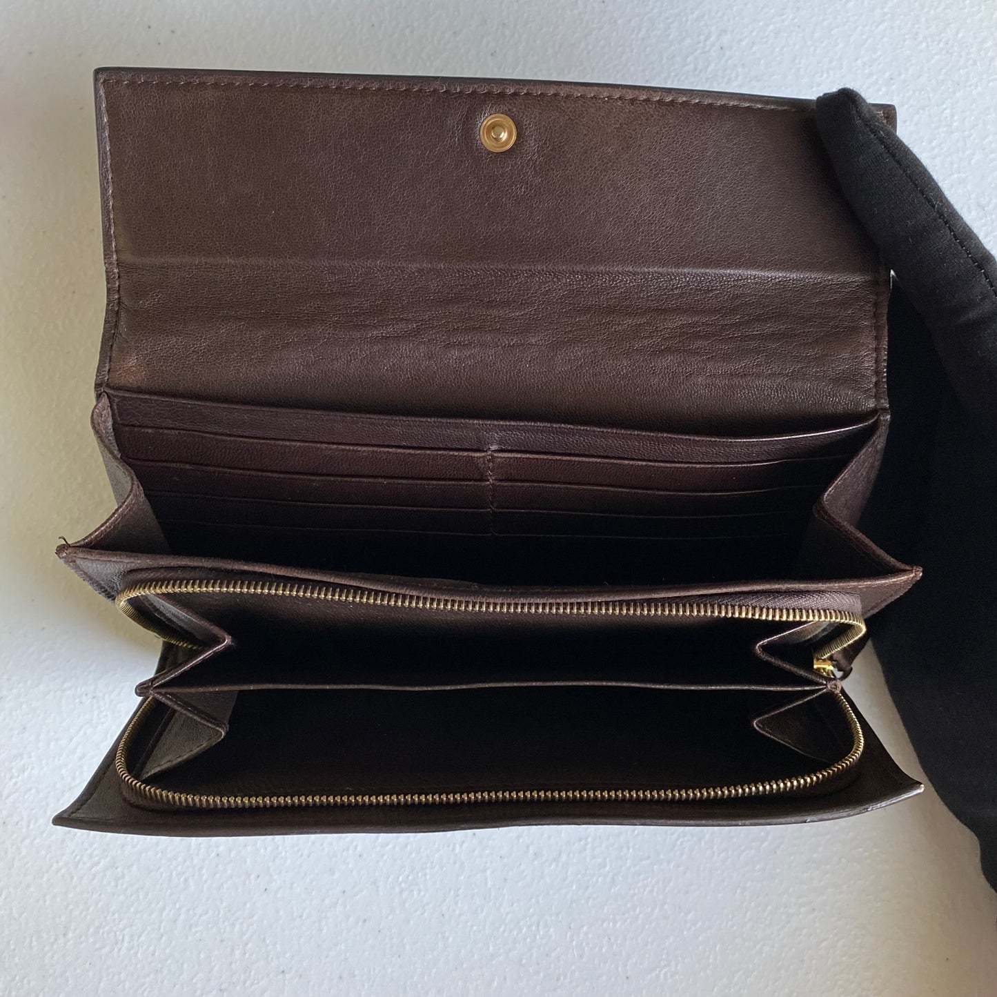 Bottega Veneta intrecciata brown leather long wallet authentic with coa