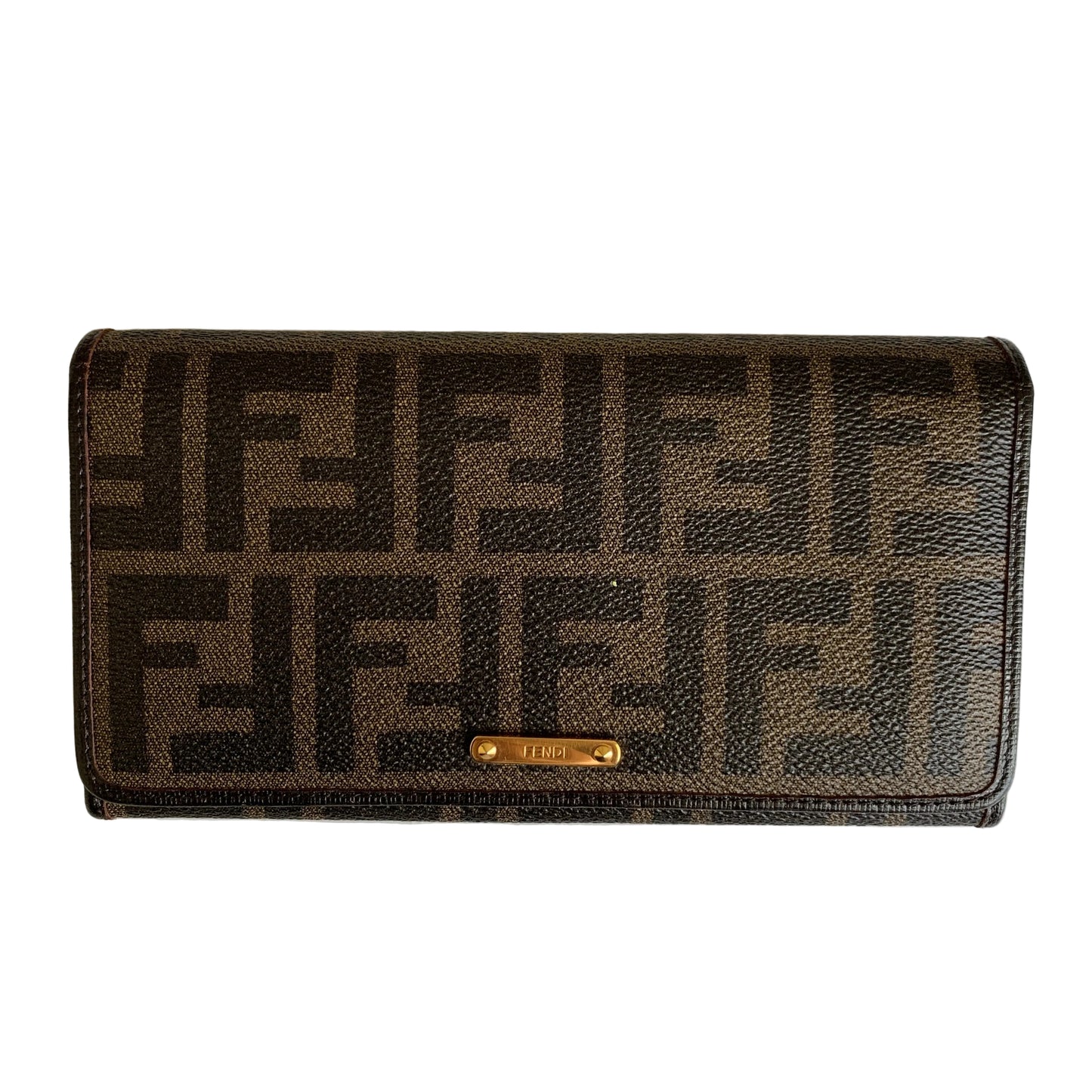 Fendi FF zucca monogram brown long wallet authentic with COA