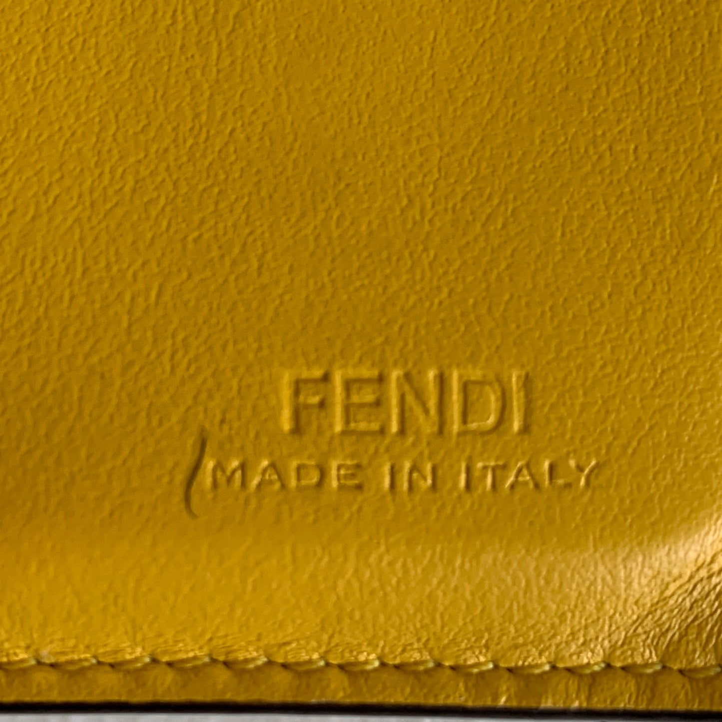Fendi brown FF monogram and yellow leather compact wallet Authentic with COA