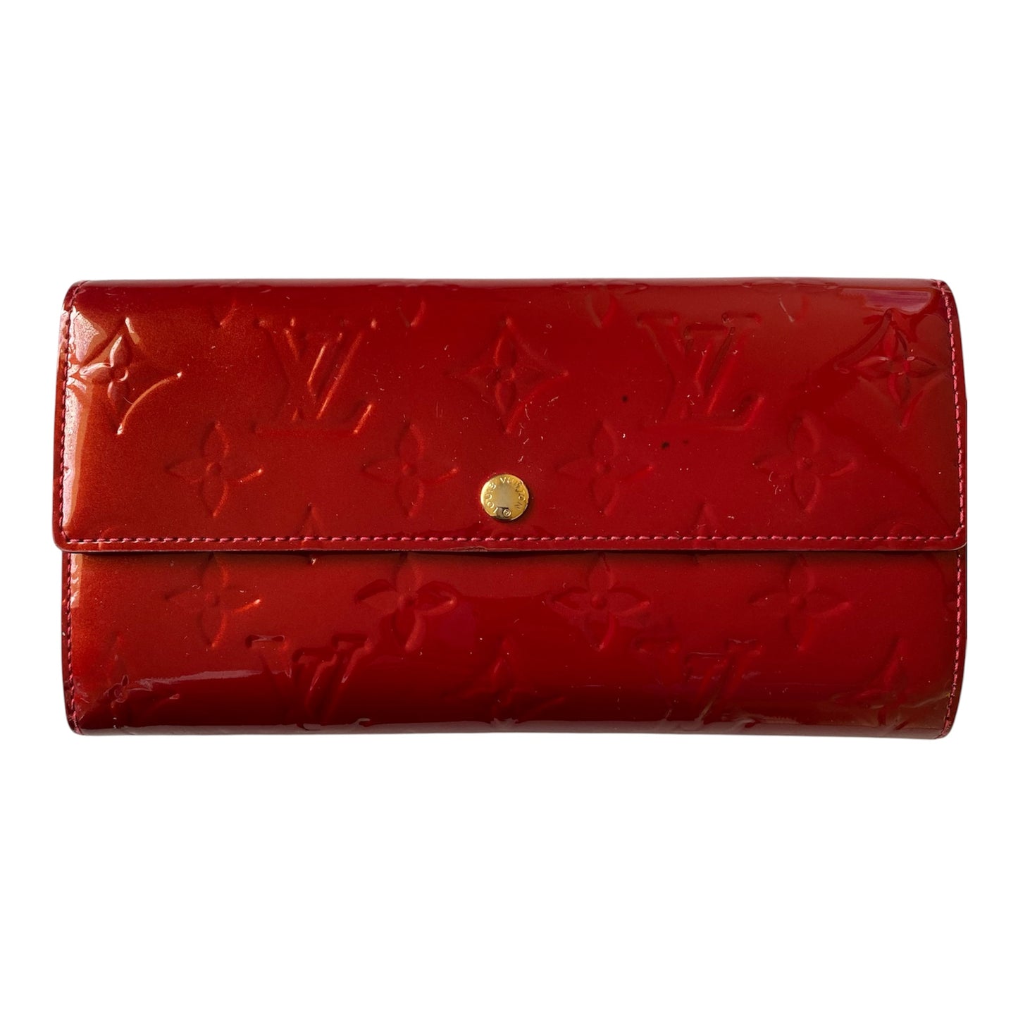 Louis Vuitton monogram red Vernis long wallet TS2770 Authentic with COA