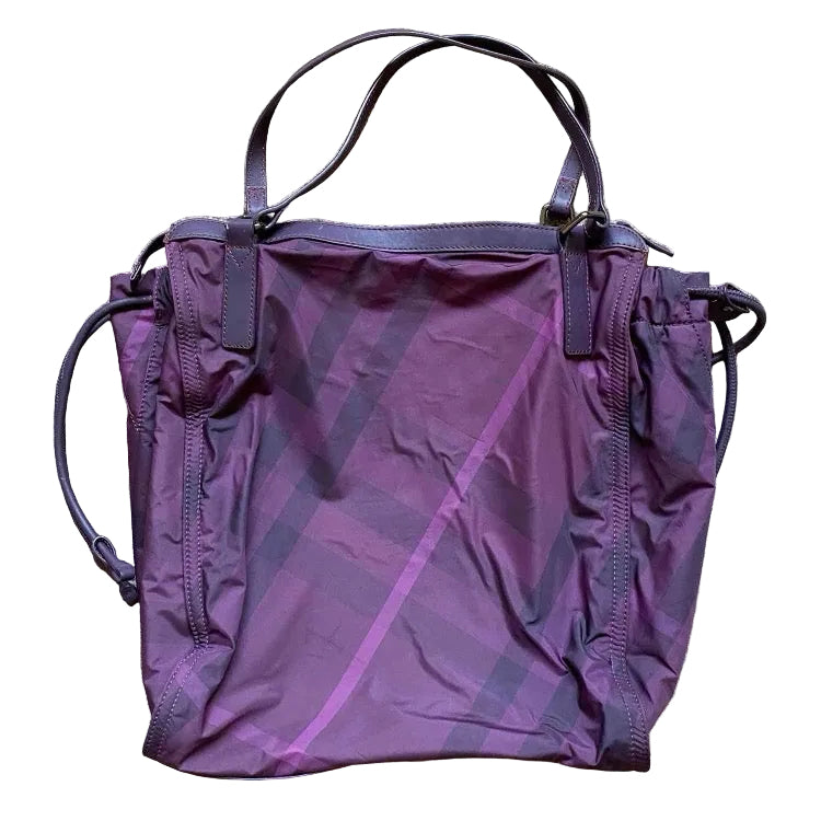 Burberry purple nuova check tote bag authentic with COA 18x15.5x4.5
