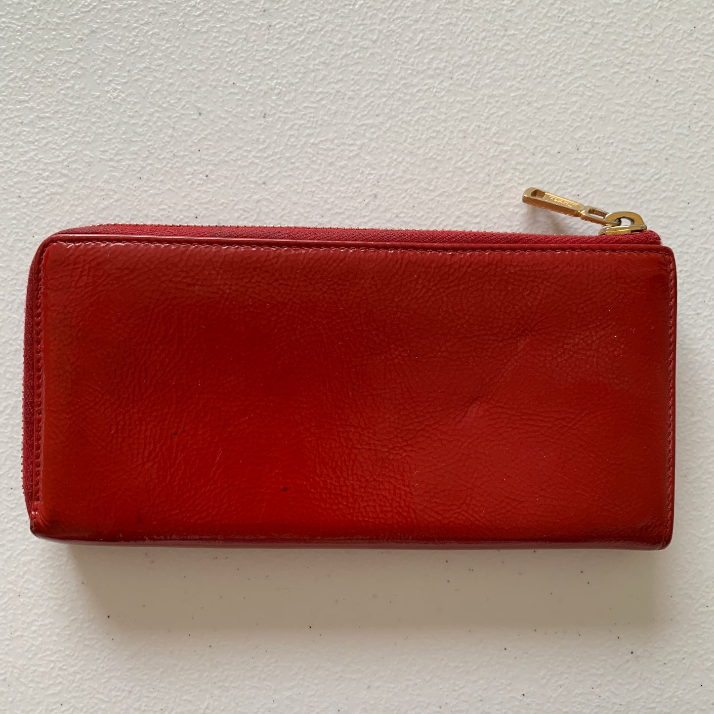 Yves Saint Laurent YSL red leather zip around wallet authentic with COA