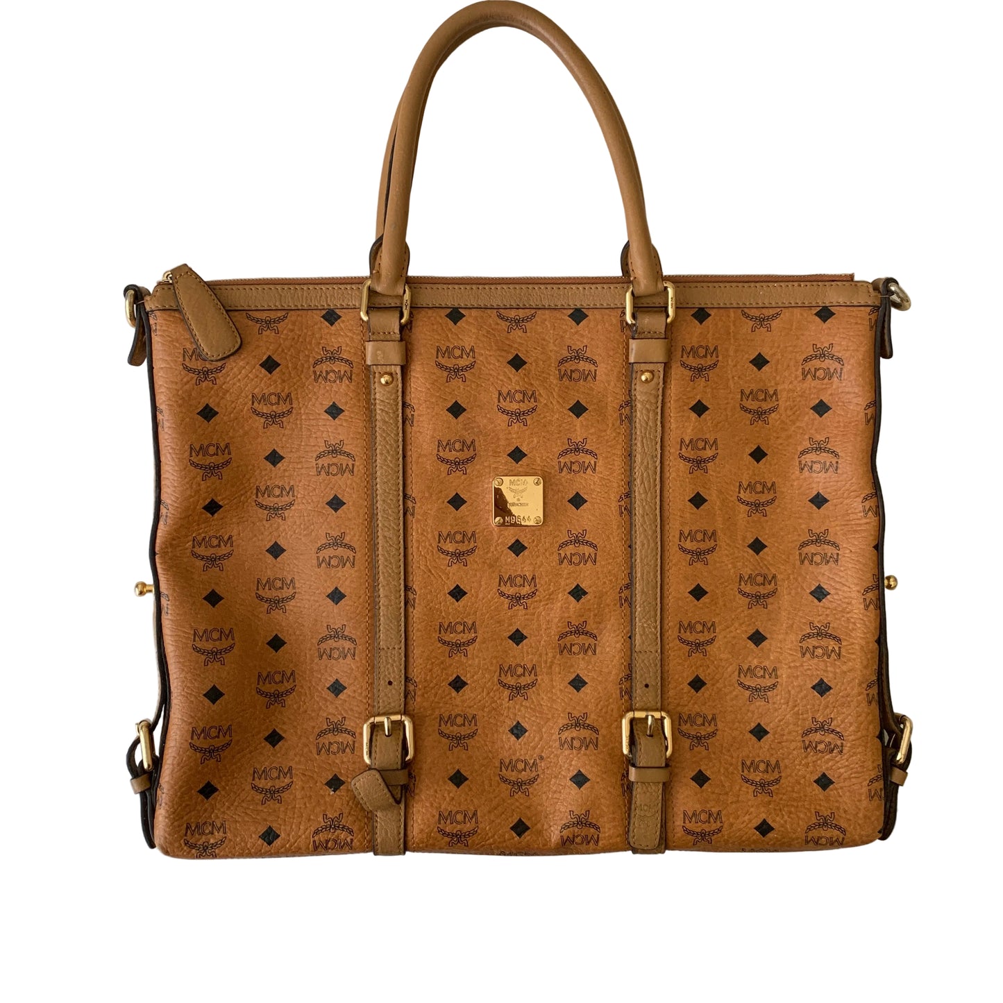 MCM cognac brown laptop tote bag authentic with COA