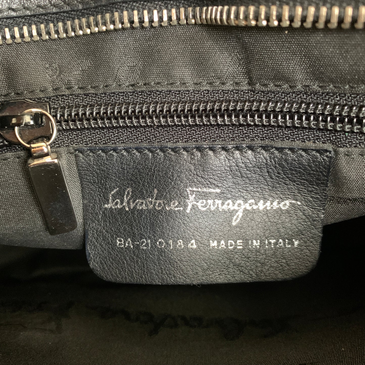 Ferragamo black leather shoulder bag Authentic with COA