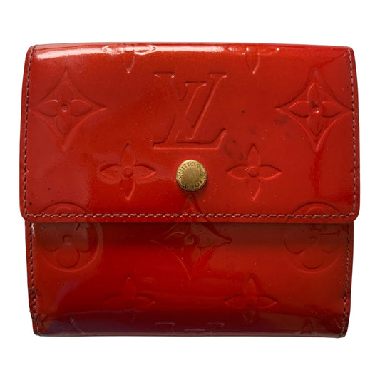 Louis Vuitton red vernis monogram trifold compact wallet TH0042 Automatic with COA