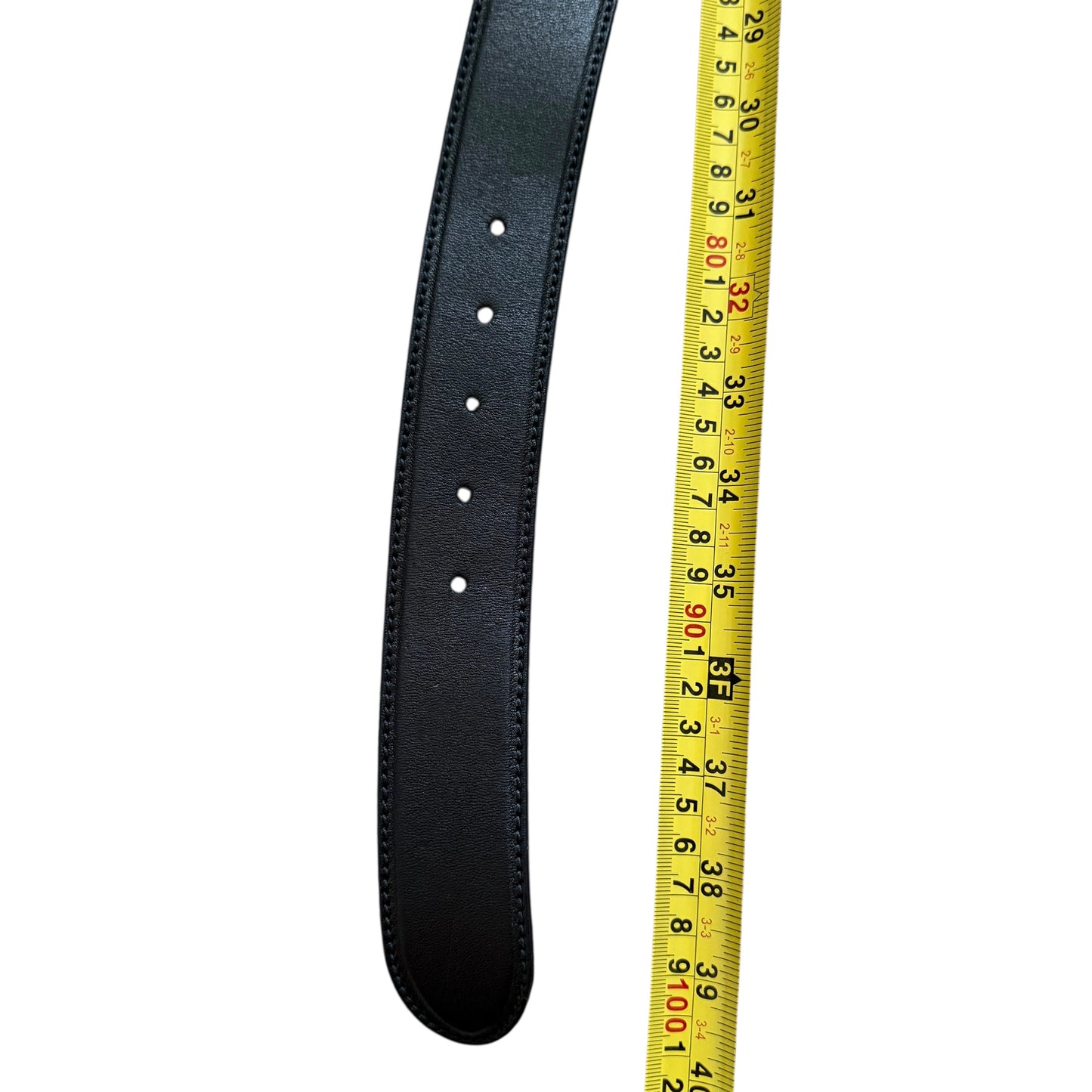 Prada heart triangle logo black leather belt authentic with COA 90 cm 36”