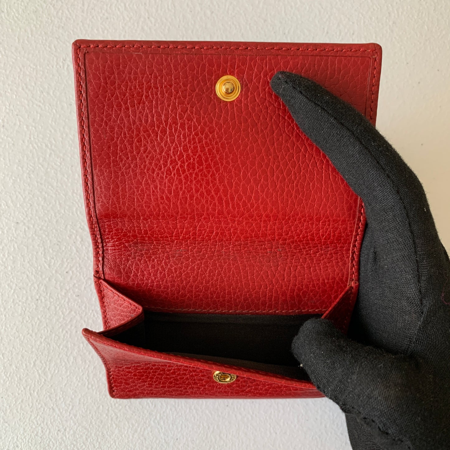 Gucci GG Marmont red leather Wallet authentic with COA 3.2x4.5”