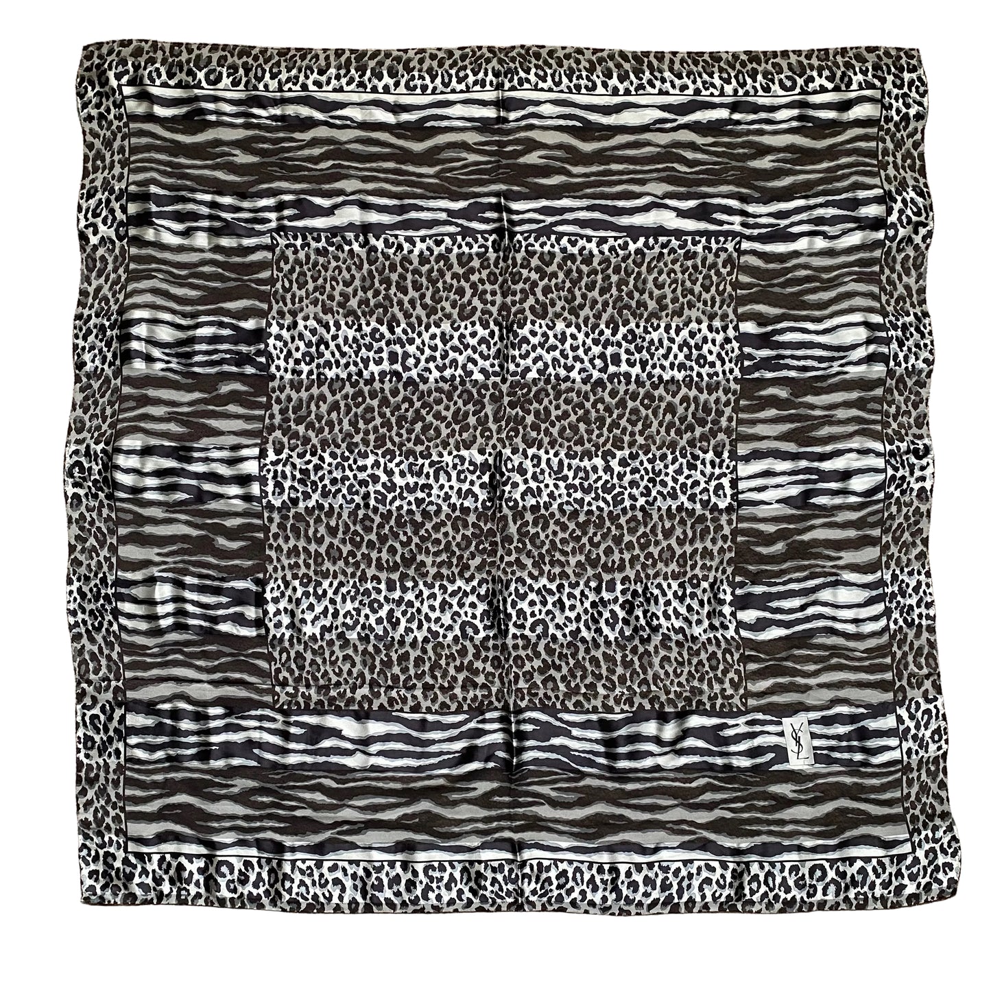 Yves Saint Laurent large pure silk square scarf Authentic with COA 41.5 inch