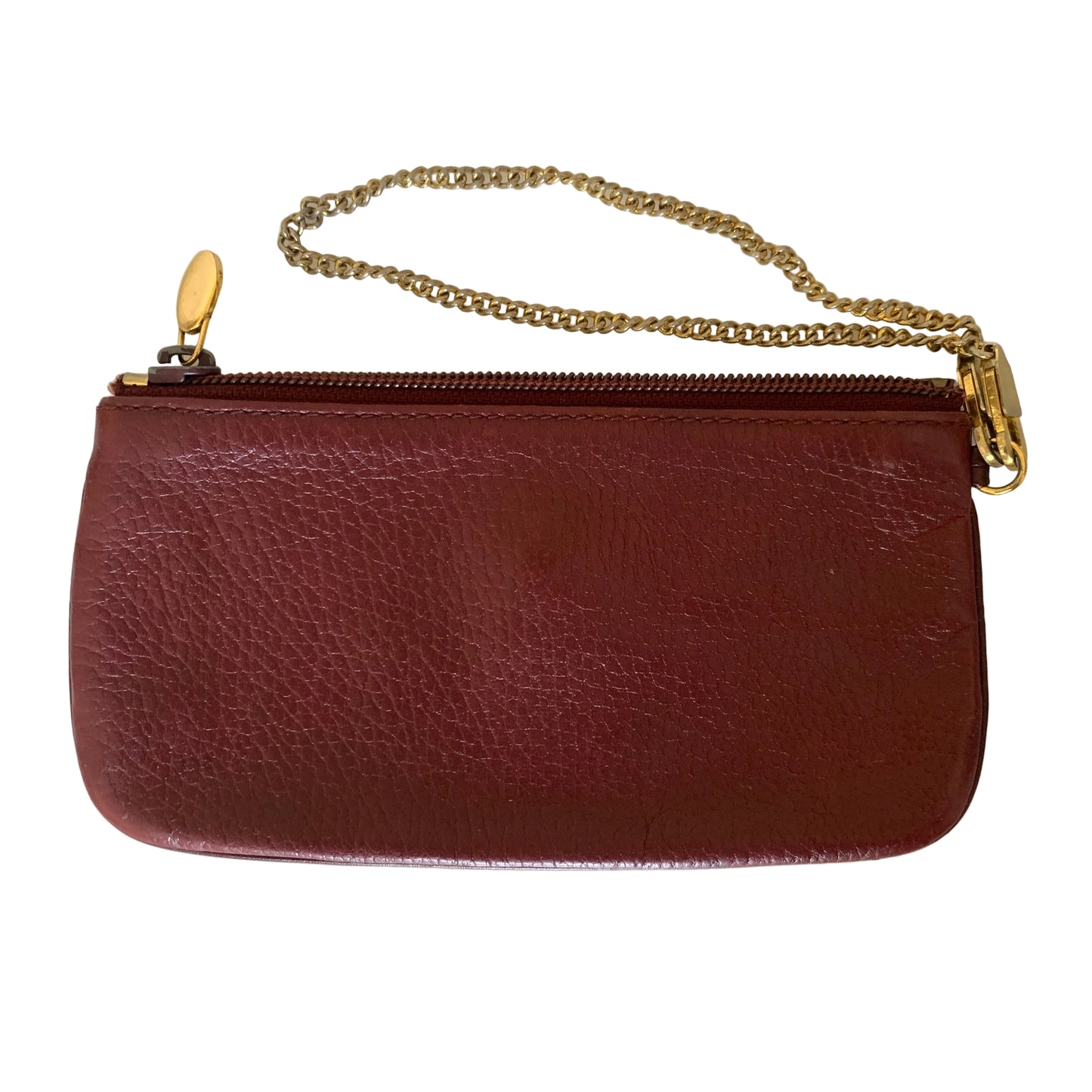 Cartier burgundy leather wristlet clutch bag Authentic with COA