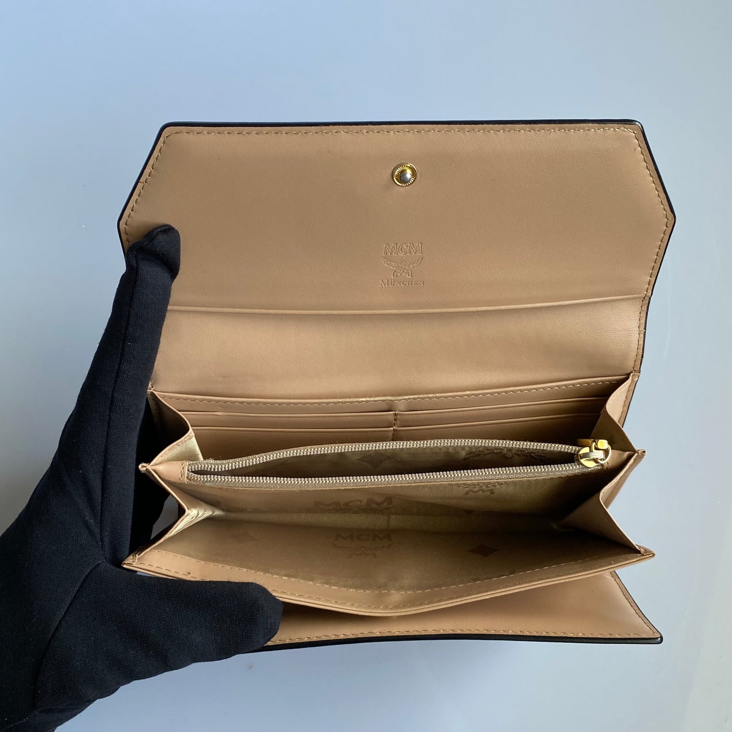 MCM black leather long wallet authentic with coa