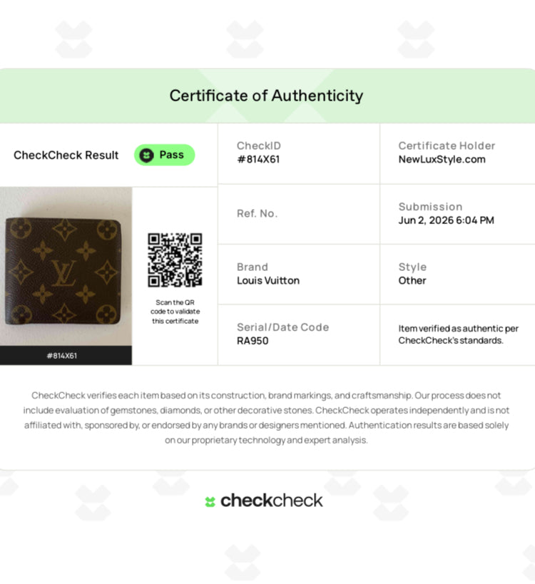 Louis Vuitton monogram men’s bifold Wallet RA950 authentic w/ COA