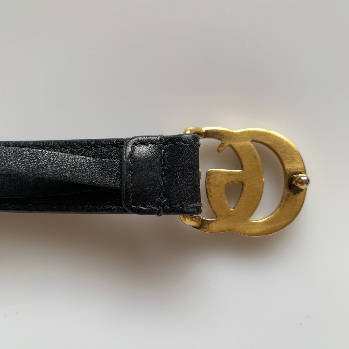 Gucci GG buckle black leather belt Authentic with COA size 85cm 34 inch
