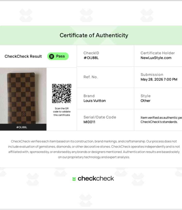 Louis Vuitton damier brown checkbook MI0011 authentic with COA