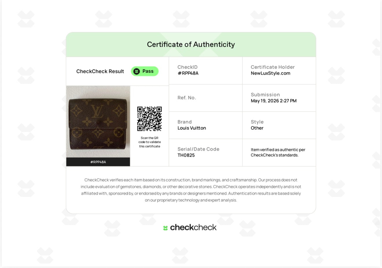 Louis Vuitton monogram compact wallet TH0825 authentic with COA