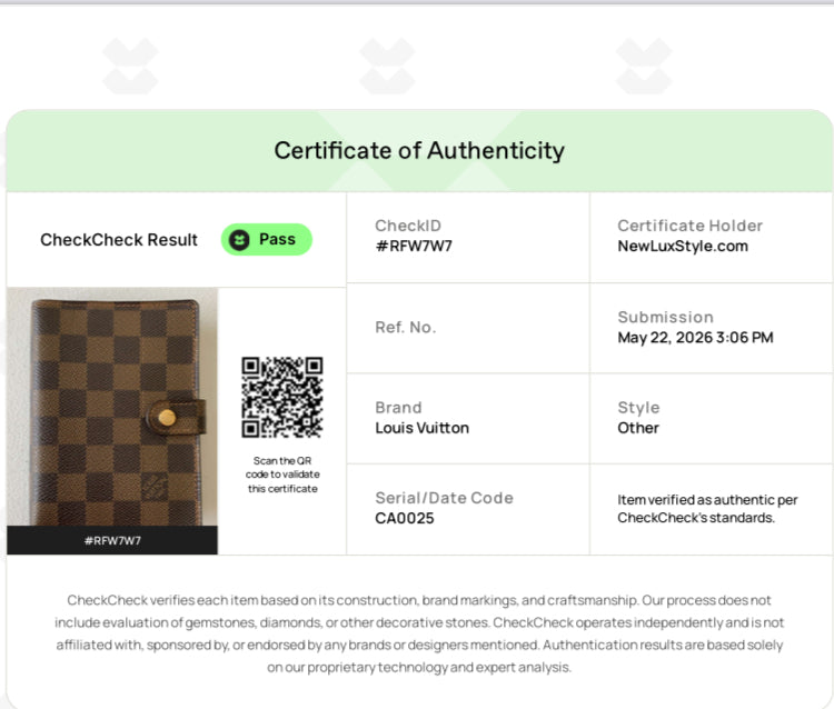Louis Vuitton damier brown Agenda PM CA0025 authentic with COA